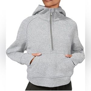 Gray Half Zip Thick Cropped Sweatshirt